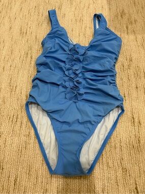 Karla Collette Blue Ruffle-Front One-Piece Swimsuit